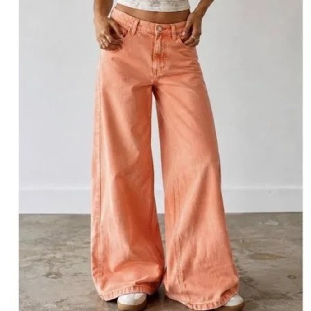 BDG Urban Outfitters Low A Wide Leg Baggy Jeans Coral 29 Y2K Boho Skater